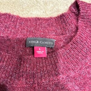 Vince Camuto Cozy Oversized "Boyfriend" Sweater Pullover Crew Marled Pink Large
